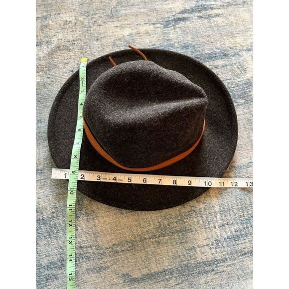 Heathered Black Felt Wool Blend Hat w Brown Strap - Picture 4 of 7